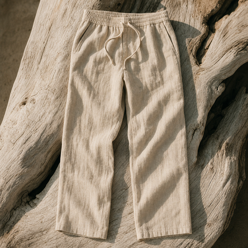 The Capri Drawstring Linen Trouser Sand — hero
