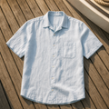 The Portofino Camp Collar Linen Shirt Pale Blue — hero