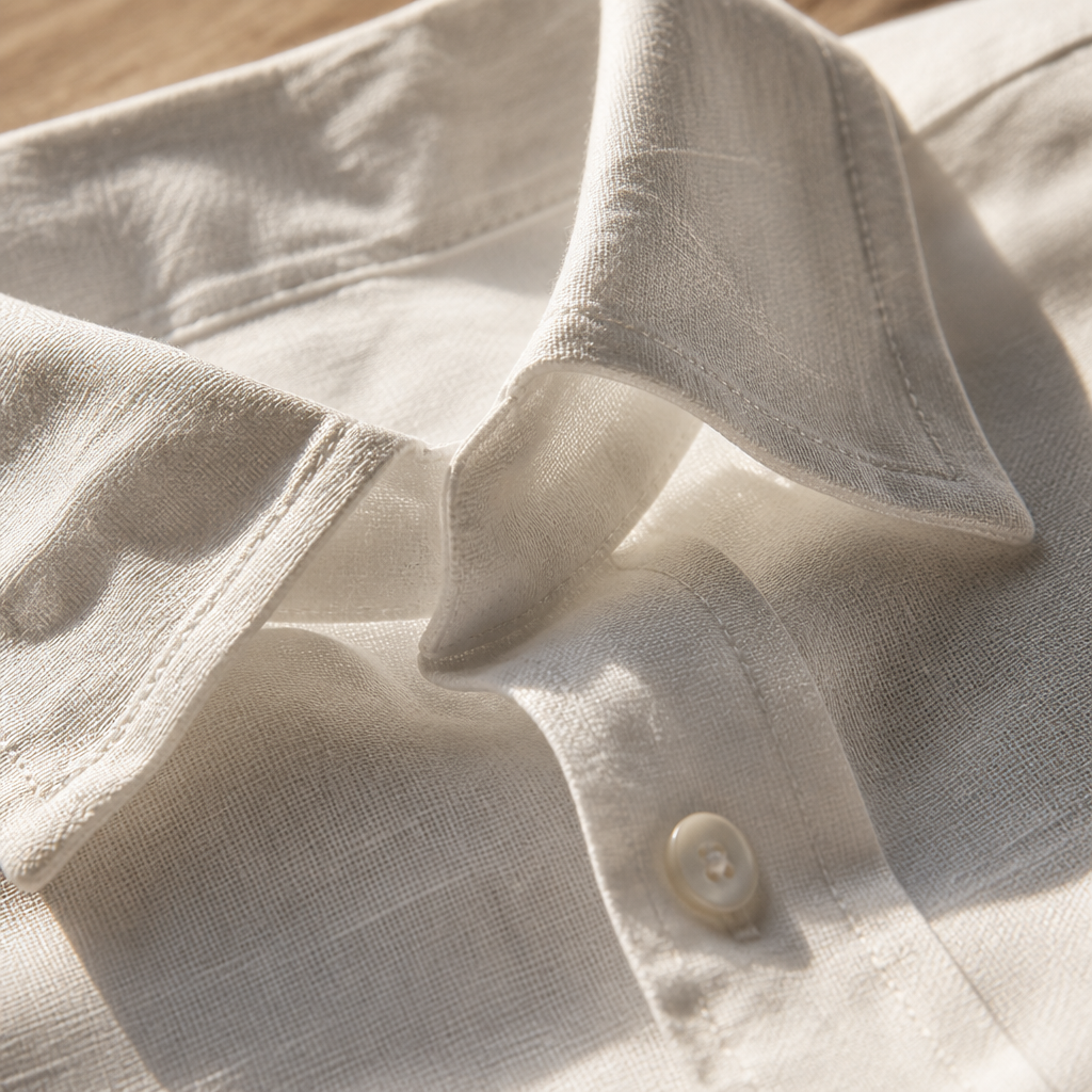 The Riviera Linen Shirt White — detail